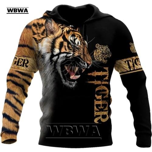 WBWA Brand Fashion Autumn Hoodies Premium Tiger Skin 3D Printed Mens Sweatshirt Unisex Pullover Casual Jacket