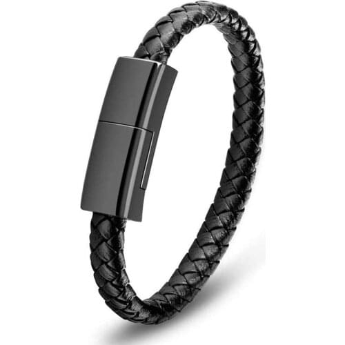 Bracelet Charging Cable Men Leather Portable USB Charging Cable Sync Cord For iPhone 11 pro max Xs Android Type-C Chaege Cable