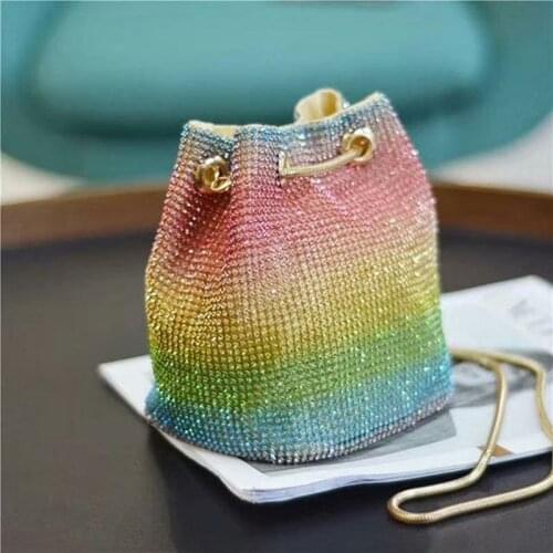 2020 Summer New Womans Dinner Bag Colorful Fashion Rhinestone Chain One Shoulder Diagonal All Match Bag