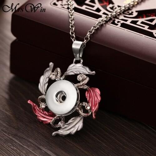 New Flower Snap Button Necklace Fit 18mm Snap Buttons Jewelry Flowers Snap Pendant Necklace for Women Girls Snaps Jewelry