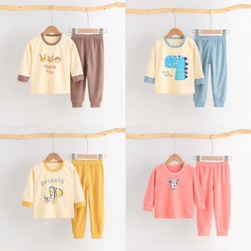 Autumn Winter Childrens Clothing Sets 2021 New Newborn Thermal Underwear Suits Cotton Baby Boys Girls Pajamas Home Service 2pcs