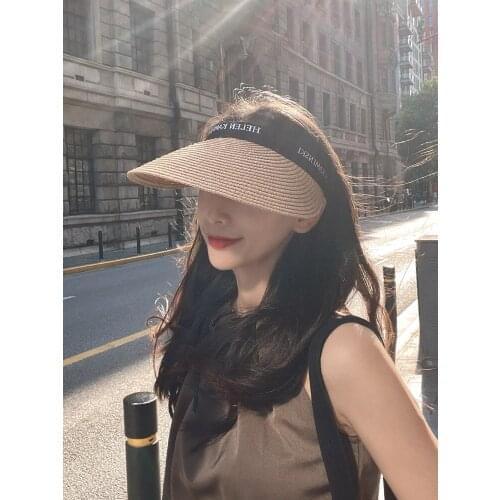 Main Push! Designer Model Raffia Topless Hat UV Protection Sun Protection Hat Female Summer Outing Straw Hat women hat