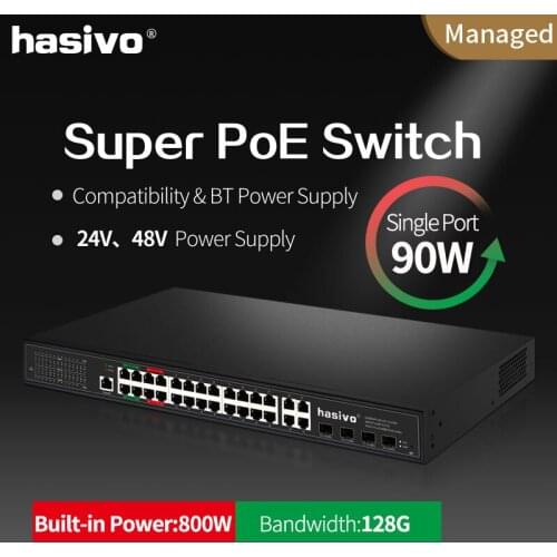 Support 24v 48v PoE managed switch with 4x90W PoE Gigabit port 4x30W PoE Gigabit port suitale for Hi power camera and devices