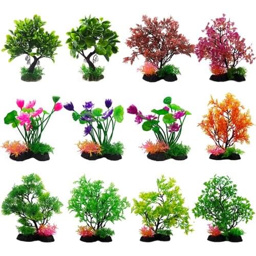 20-25CM High Underwater Artificial Aquatic Plant Ornaments Aquarium Fish Tank Green Water Grass Flower Weed Landscape Decoration
