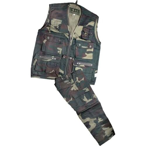 Full child baby boys vest pant military camouflage sports Cotton