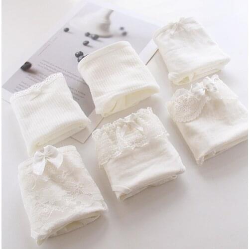 Sales promotion new arrived underwear cartoon lace girls cotton young girl panties 6pc/lot Teenage Intimates briefs L,XL white