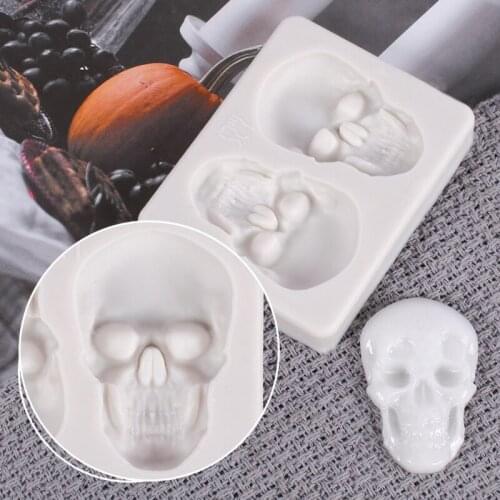 3D Skeleton Head Skull Silicone DIY Chocolate Candy Molds Halloween Party Cake Decoration Mold Pastry Baking Tools Kitchen