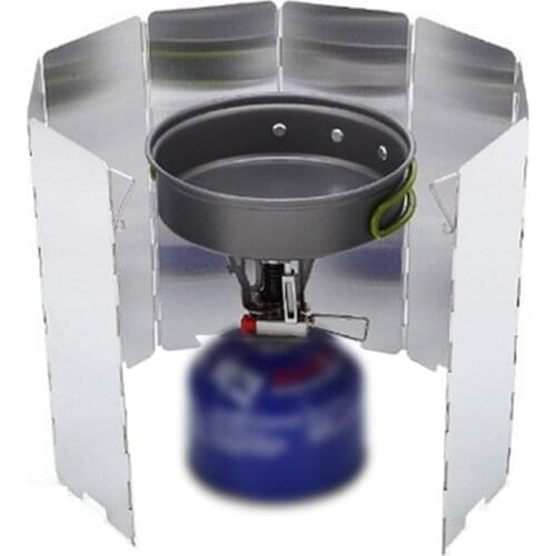 8/9/10/12/16 Plates Foldable Gas Stove Wind Shield Outdoor Camping Gas Burner Aluminium Alloy Windshield Wind Screen Protector