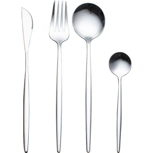 Titanium Gold 304 Portugal Tableware Stainless Steel Knife, Fork and Spoon Set Western Hotel Steak Knife and Fork