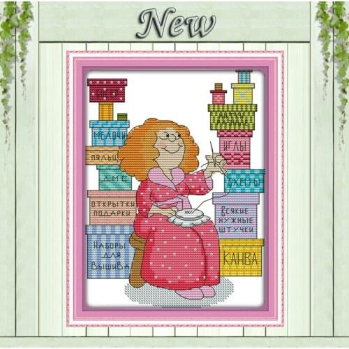 Embroidery fan cartoon Decor diy paintings counted print on canvas DMC 11CT 14CT kit DIY Cross Stitch embroidery needlework Sets