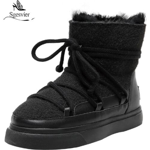 Sgesvier Sweet Winter Warm Boots 2020 Newest Suede Leather Flats Women Cross Tied Wedding Prom Winter Boots Women Water Snow