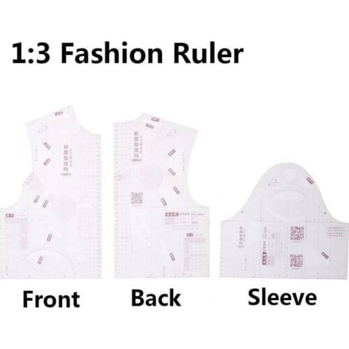 1:3 Transparent Women Cloth Design Ruler Drafting Template Garment Craft Prototype Ruler Tool