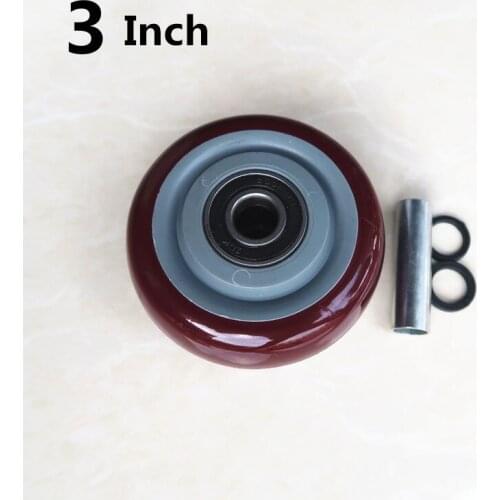 3 Inch Caster Single Wheel Jujube Red Double Bearing Pu Wear-resistant Flat Driver Cart
