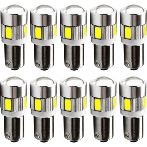 10PCS Super bright T4W BA9S 6 SMD 5630 5730 6SMD LED Wedge Bulb parking reading dome Lamp license plate light White DC 12V 10X