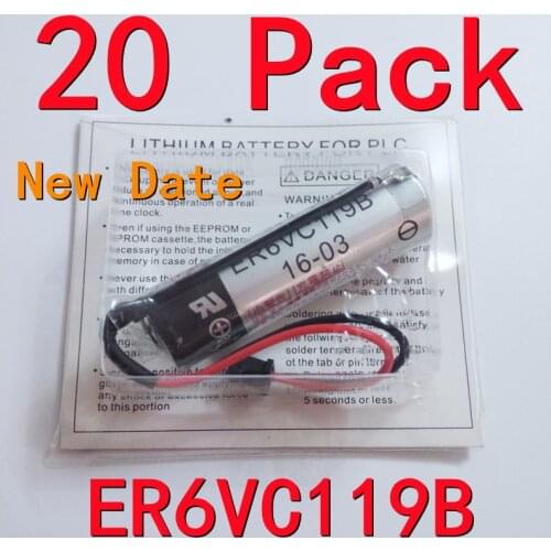 20 PACK Original Fresh Date For TOSHIBA ER6V ER6VC119B Battery 3.6V 2000mAh PLC Lithium Batteries With Black Plugs