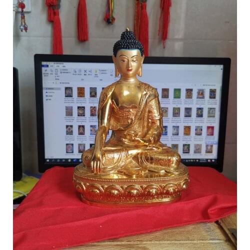 21CM Tibetan Buddhism GOOD gold gilding Sakyamuni Buddha statue brass statue HOME family effective protection Amitabha Buddha