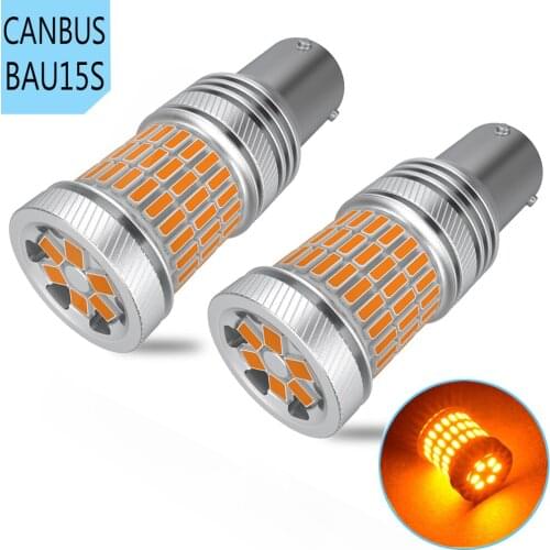 2x Car BAU15S LED No Hyper Flash Amber Yellow 1156 P21W 7507 PY21W Bulbs For Turn Signal Lights Canbus Error Free Auto Cars Lamp