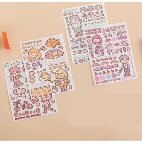 4sheets/set Stickers Quality Stationery Sticker Scrapbook Supplies Sticker Tools Diy Gift Back To School Office Accessories
