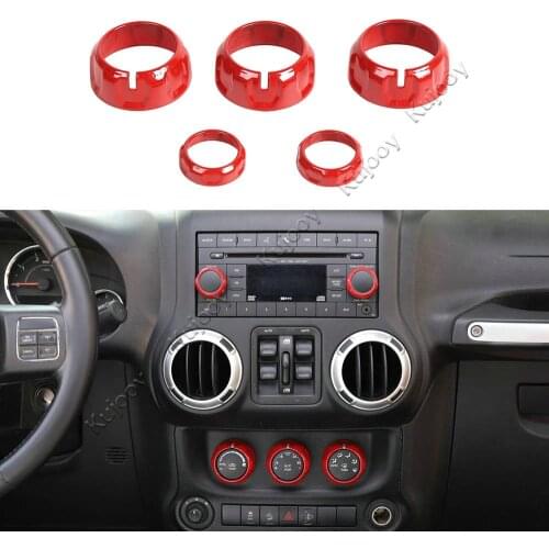 5pcs for Jeep Wrangler 2011-2017 Air Conditioning Audio Speaker Switch Knob Cover Frame Trim Sticker ABS Car Styling