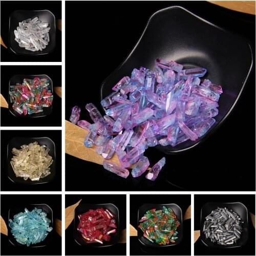 Angel Aura Natural Quartz Crystal Stick Beads Top Drilled Rainbow Plated Point Bead For DIY Bohemia Clips Earrings Neacklace