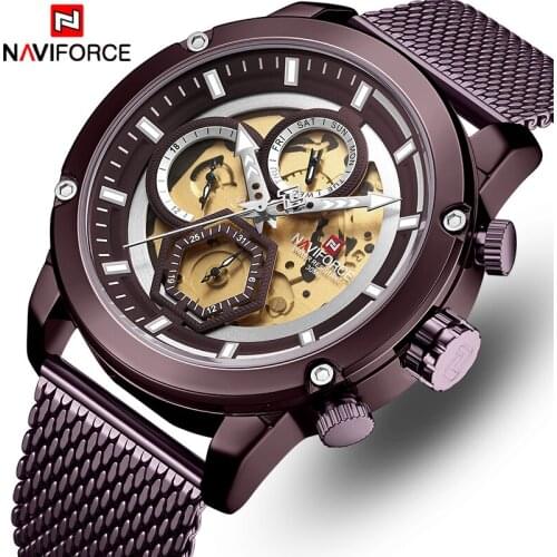 Top NAVIFORCE Men Watch Brand Luxury Fashion Quartz Mens Watches Waterproof Sports Steel Military Wrist Watch Relogio Masculino