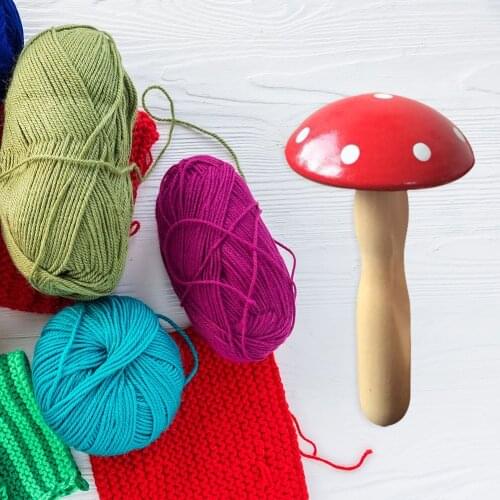 Wooden DIY Darning Small Mushroom Machine Repair Poke Needle Darner Patch Clothes Trousers Socks Sewing Thread Tool Accessories