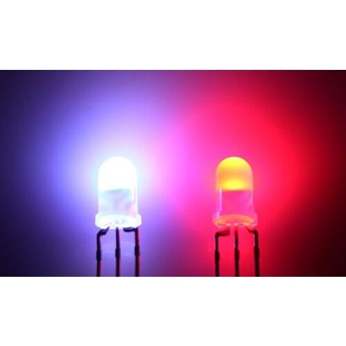 Diffused Through Hole Bicolor White / Red LED Diode 5mm 3 Pins Common Cathode LED ROHS REACH
