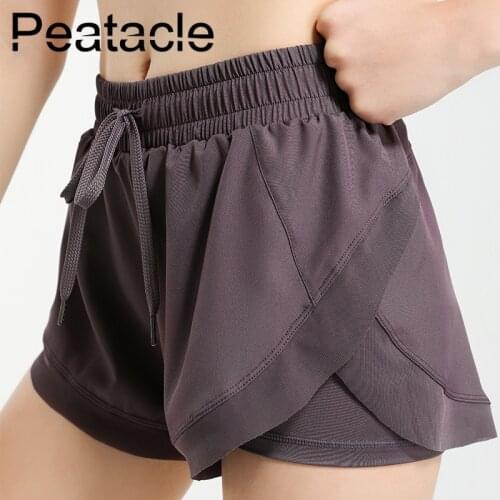 Peatacle Breathable Quick Dry Sport Shorts Womens Summer Anti-empty Yoga Stretchy Black Slim Running Fitness Gym Workout