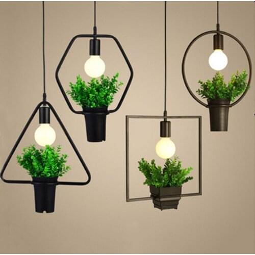 Geometry, wrought iron plant POTS, droplight restaurant boutique green plant store decoration hanging lamp dish