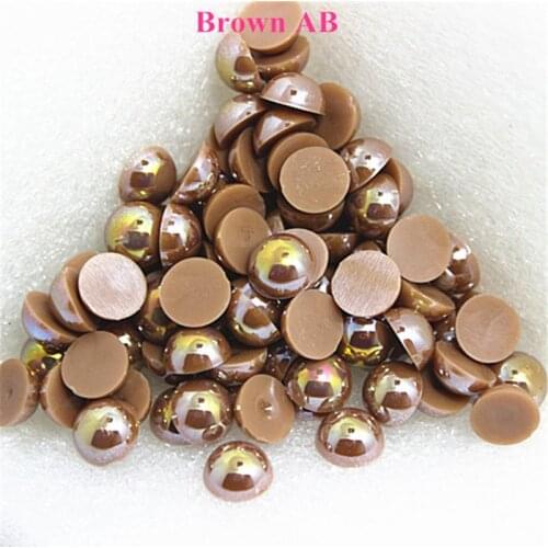 1.5-12mm Flatback Brown AB Half Round Pearl Beads Resin ABS Imitation Pearl Beads DIY Wedding Dress Button Nail