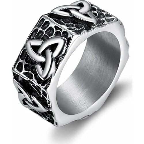 Cool Bands Viking Rings for Men Titanium Stainless Steel Jewelry Masculine Pirates Trendy Finger Accessories sizes 7-11,12,13,14