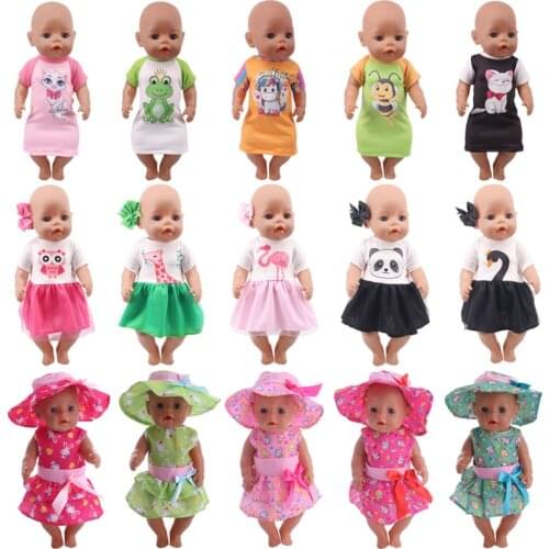 Doll Baby Clothes Unicorn Panda Animals Dress Pajamas Skirt Fit 18 Inch American&43 CM Reborn New Born Baby Doll OG Doll Girl