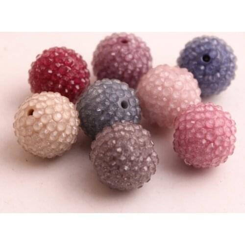 Kwoi Vita New 12mm 20mm Choose color Resin Tuse Clear Rhinestone Ball Beads for Acrylic Necklace Making