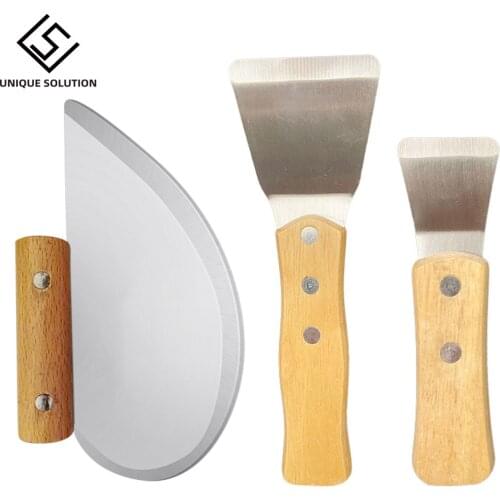 Big+Small+Round Spatula Scoop with Wooden Handle Ceiling Film Shovel Spatula Accessories for welding harpoon