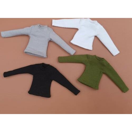 1/12 Scale Fashion Trend Long Sleeve T-shirt Male Soldier Shirt Clothes for 6in Action Figure Accessories Doll Toy