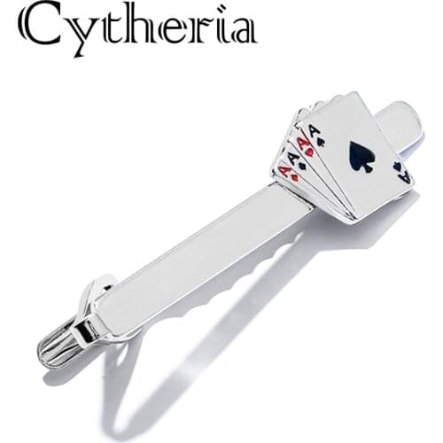 Poker enamel tie clip for man groove Clips Cufflinks set Business Tie Clips 4A bomb Unique Wedding Necktie wear copper Clip man