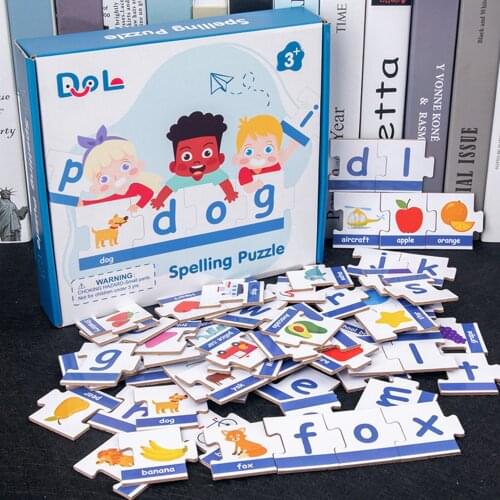 Spelling Puzzle Game Set Animal Fruit Cognitive Early Educational Toy Train Childrens Logical Thinking Smooth Puzzle