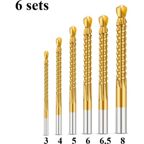 6pcs/set Woodworking Tools Drill Bit Set Drills for Metal Spiral Screw Metric Composite Tap Twist Step