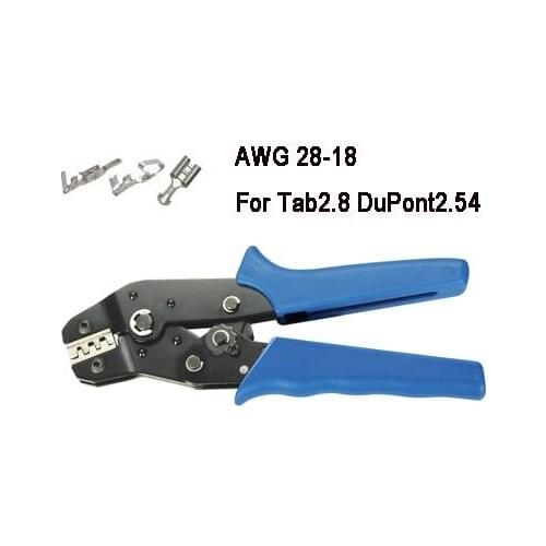 Non-Insulated Tabs Terminals Crimper Plier AWG 28-18 For Tab2.8 DuPont2.54 free shippng pressed terminal diameter:0.1~1mm2