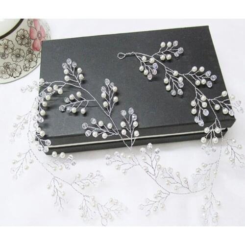 New Crystal Pearl Hair Accessories Fashion Wedding Bride Leaves Headdress Bridesmaid Headband Mujer Hair Jewelry Women Hair Clip