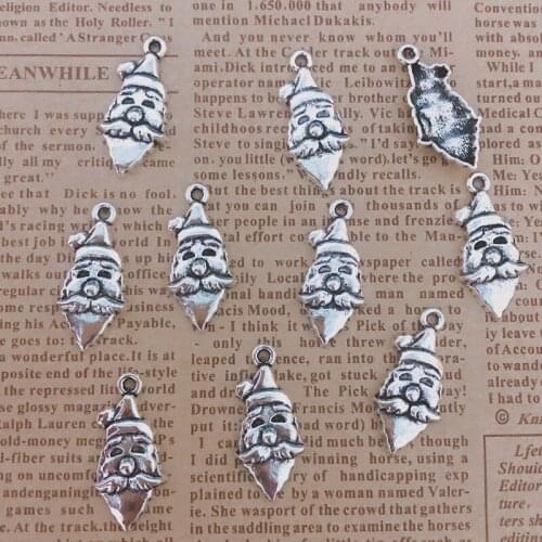 Wholesale 18pcs Charms Santa Claus 27x13mm Tibetan Silver Plated Pendants Antique Jewelry Making DIY Handmade Craft