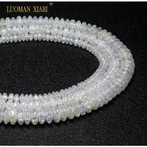 Wholesale Natural Wheel Shape AB Snow Cracked Crystal Stone Beads For Jewelry Making DIY Bracelet Necklace 4*6/ 5*8 / 6*9mm