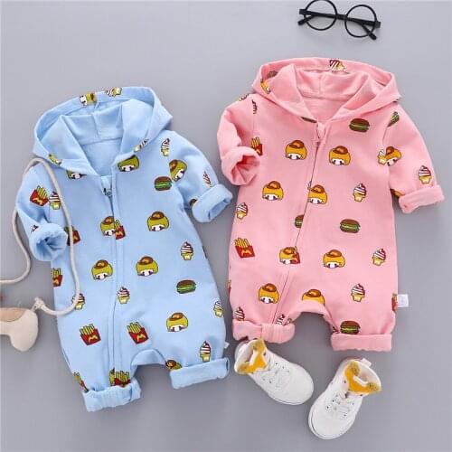 Autumn New Born Baby Zipper Clothing Long Sleeved Cartoon Jumpsuit 2019 Newborn Winter Clothes Boys Hoodie Girls Printe Outfits