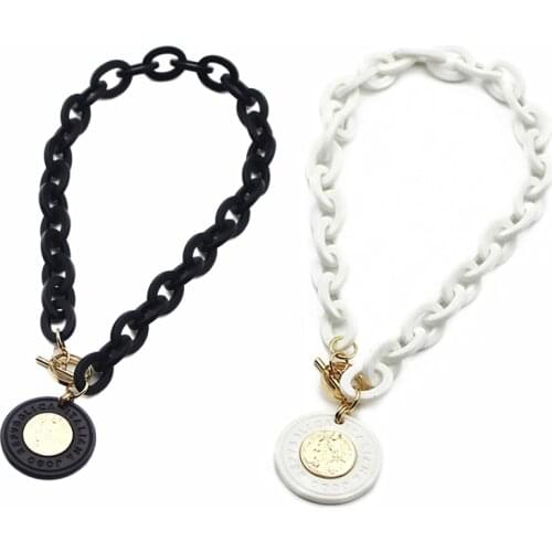 Statement Necklace Acrylic Coin Pendant geometric Necklaces Pendants for Women Collier Choker Jewelry Chokers Kolye Collares