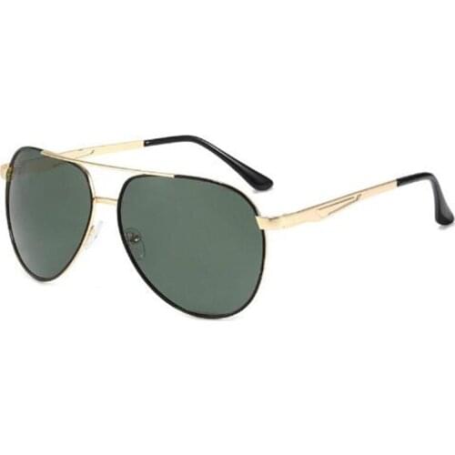 Polarizer Dark Green Sunglasses with Metal Frames Mens and Womens Fashion Sunglasses Popular TAC Visor Glasses