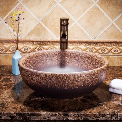 Europe Style Handmade bathroom sink bowl countertop Flower Shape Ceramic wash basin bathroom sink