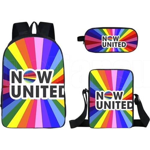 3D Print Now United Backpack Women TravelBags 3PCS /set Mochia 16 Inch Children School Bags for Teenage Girls Lyrics UN Team Bag