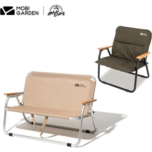 Mobi Garden outdoor camping chair beach fishing single double chair portable backrest garden hiking picnic folding chair stool