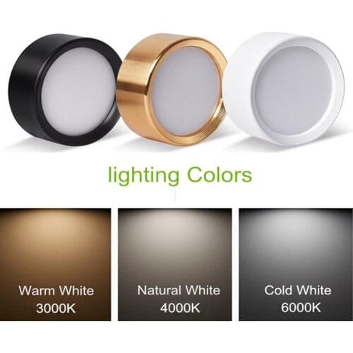 Ultra-thin LED Surface Mounted Downlight High Bright Epistar COB Dimmable 3W 7W 9W 12W Round Ceiling Spot Lamp AC 85-265V+Driver