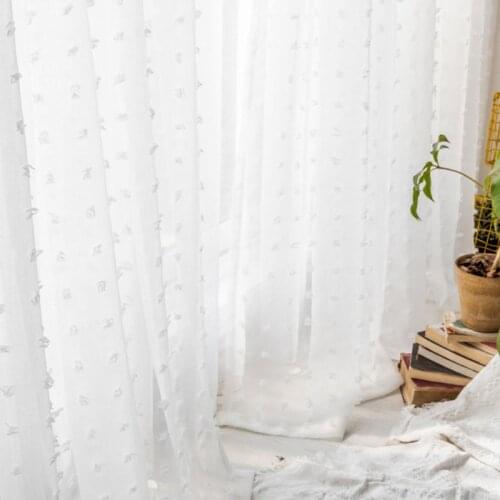 Korean Princess White Tulle Curtains Window Screens 3D Plush Point Sheer for Bedroom Living Room Balcony Kitchen Drape Decor